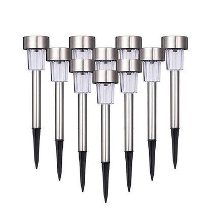 Stevvex LED solar stainless steel stake lights, 9-pack for yard path landscape lighting on Tampa Home & Garden Store