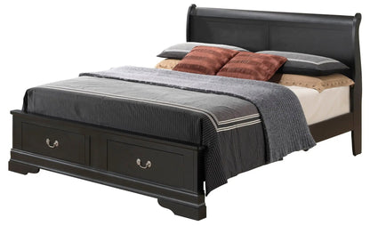 Upholstered Sleigh Bed with Dovetail Drawers