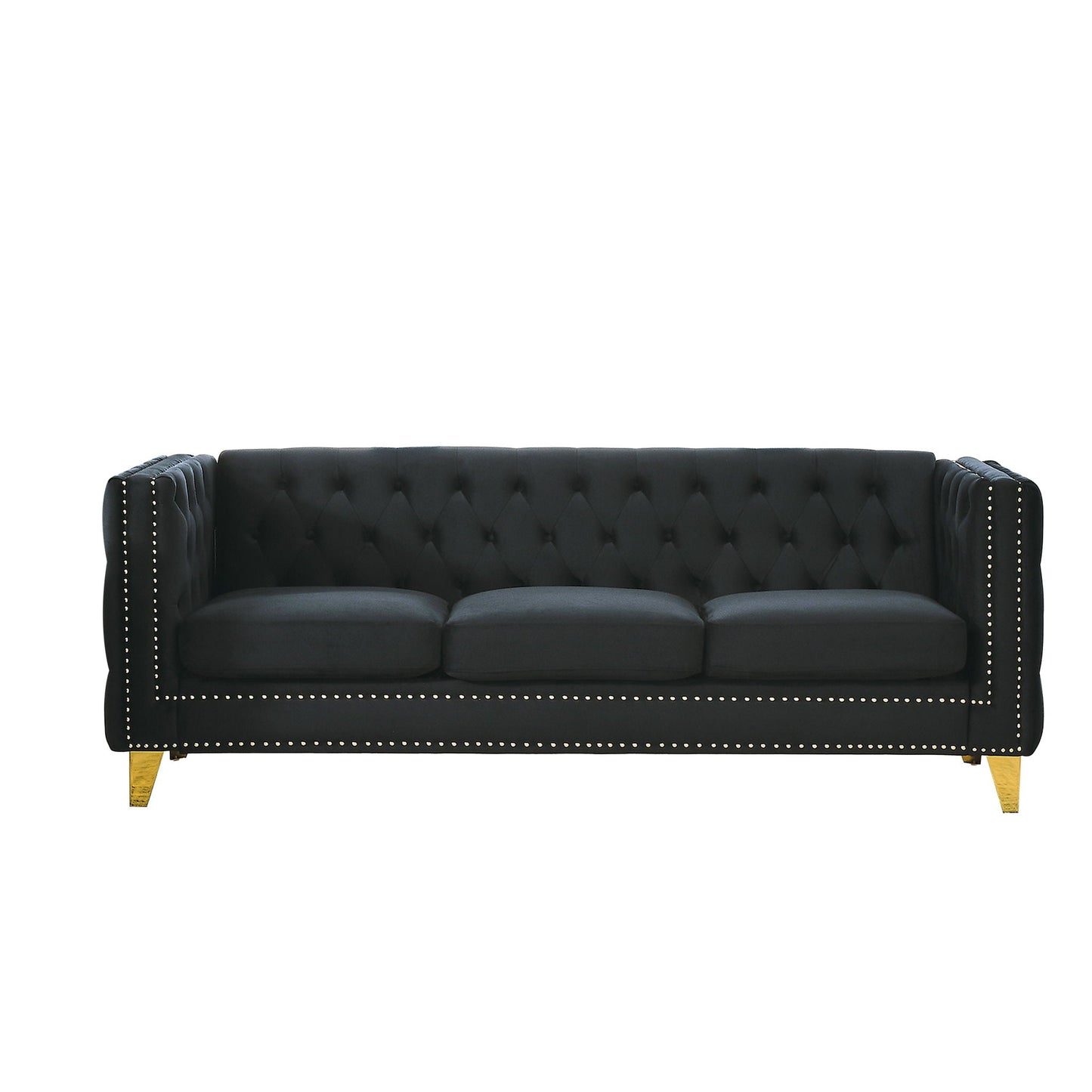 Modern Button Tufted Sofa With Nailhead Trim