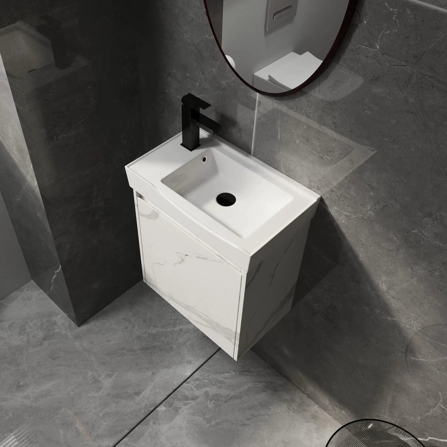 Modern Bathroom Vanity with Ceramic Basin Sink