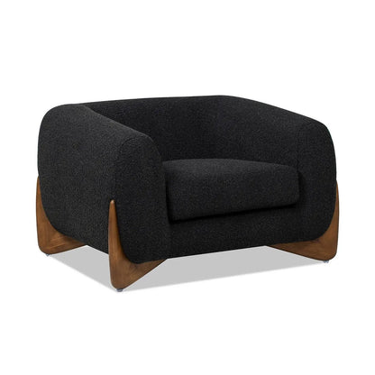 Alpine Sherpa Arm Chair in black textured fabric with wood base Unique Piece Furniture on Tampa Home & Garden Store
