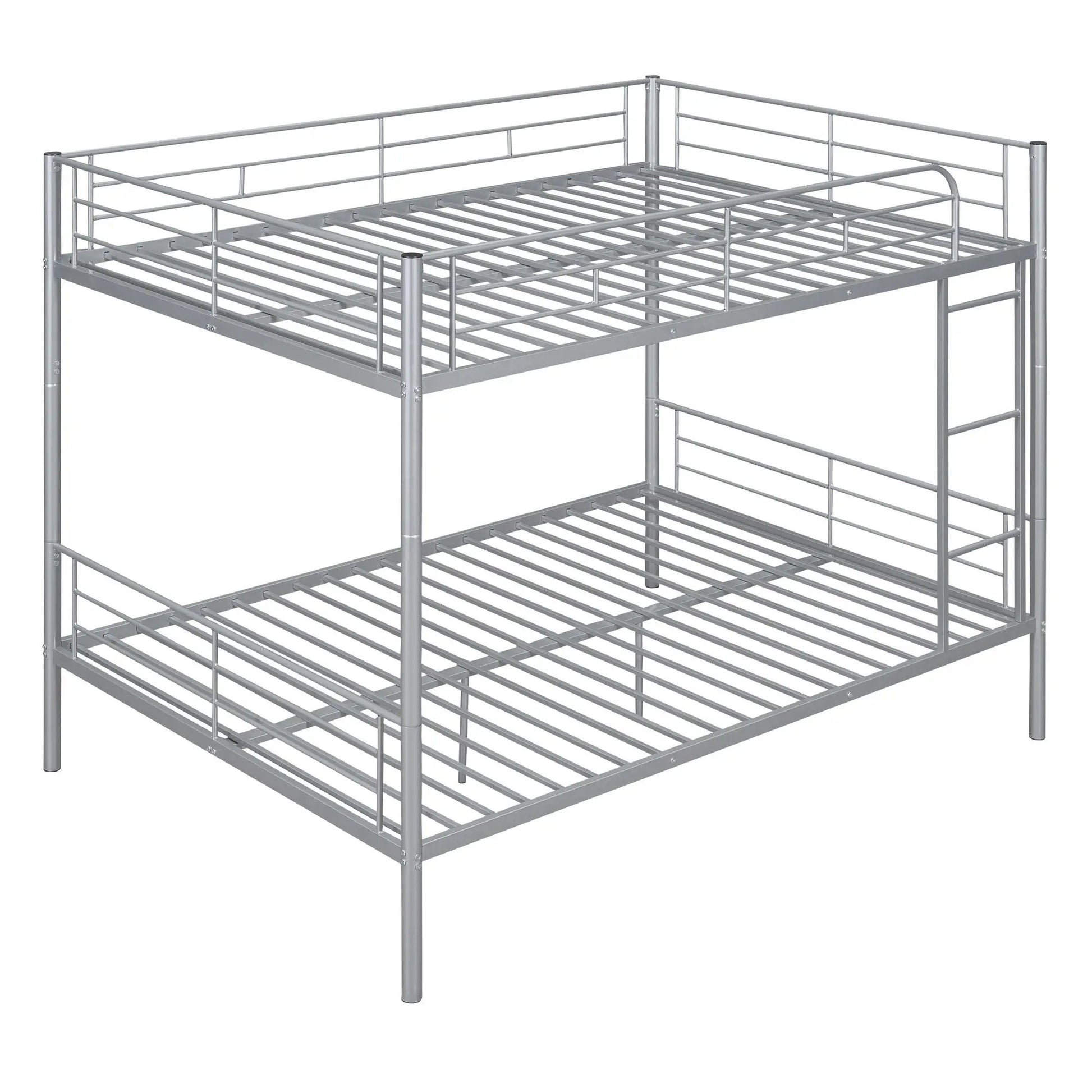 Steel bunk bed frame in silver metal with guard rails, two-tier Unique Piece Furniture on Tampa Home & Garden Store