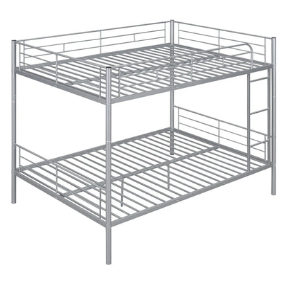 Steel bunk bed frame in silver metal with guard rails, two-tier Unique Piece Furniture on Tampa Home & Garden Store