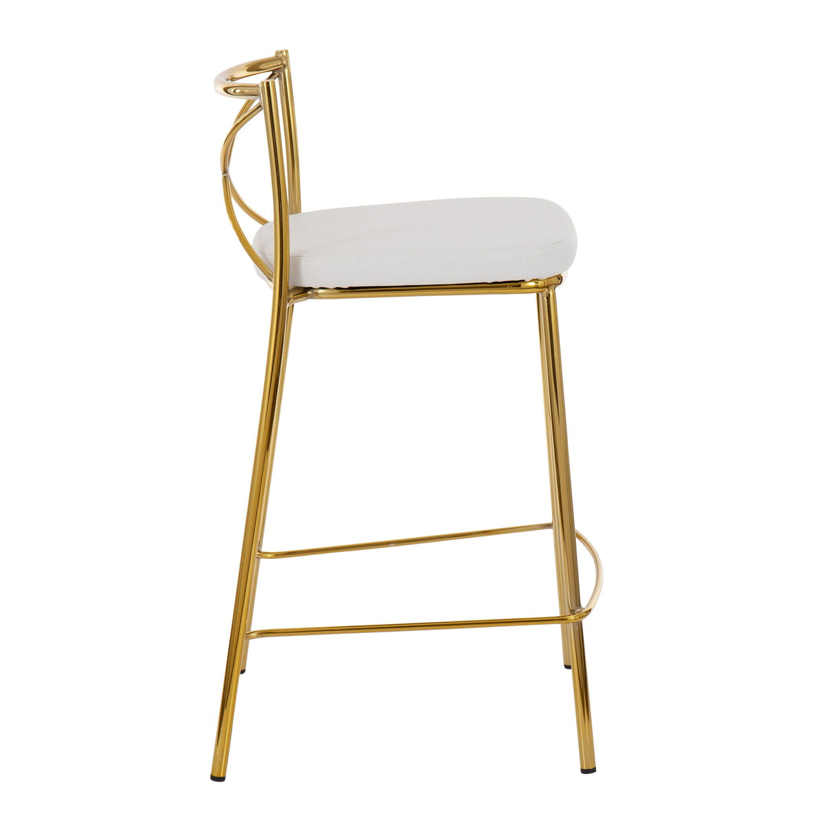 Modern Charlotte counter stool set of 2 with white upholstered seat and gold metal frame on Tampa Home & Garden Store