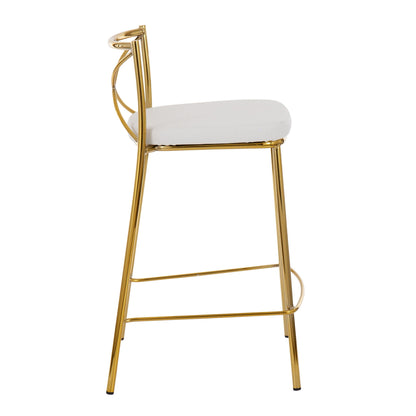 Modern Charlotte counter stool set of 2 with white upholstered seat and gold metal frame on Tampa Home & Garden Store