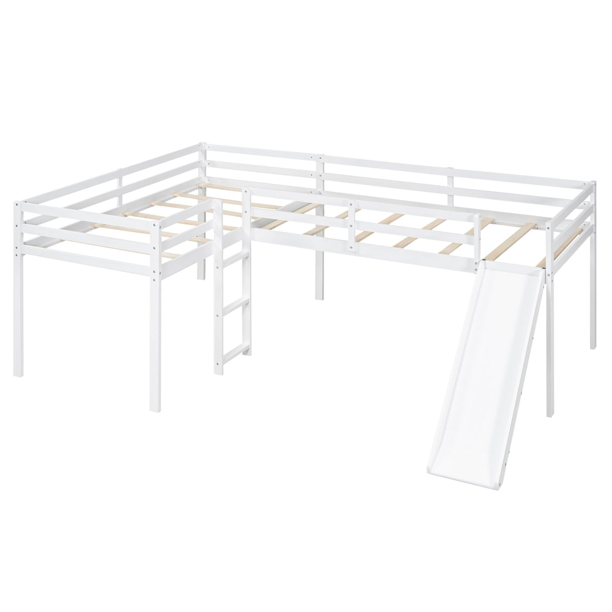 L Shaped Loft Bed With Ladder And Slide white metal frame left ladder right slide HouseOfZazla on Tampa Home & Garden Store