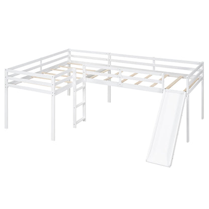 L Shaped Loft Bed With Ladder And Slide white metal frame left ladder right slide HouseOfZazla on Tampa Home & Garden Store
