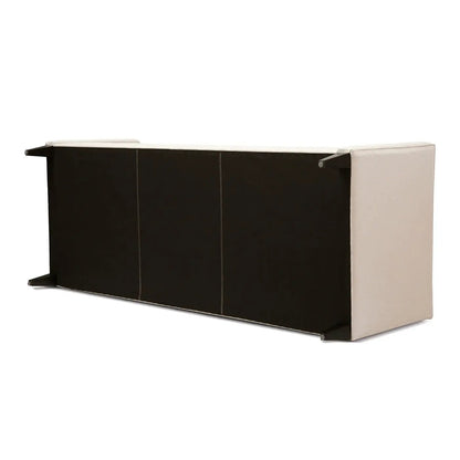 Jack modern sofa by Unique Piece Furniture beige fabric sides with black back panels stationary on Tampa Home & Garden Store