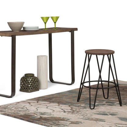 Simeon Multifunctional Metal Stool with Wood Seat