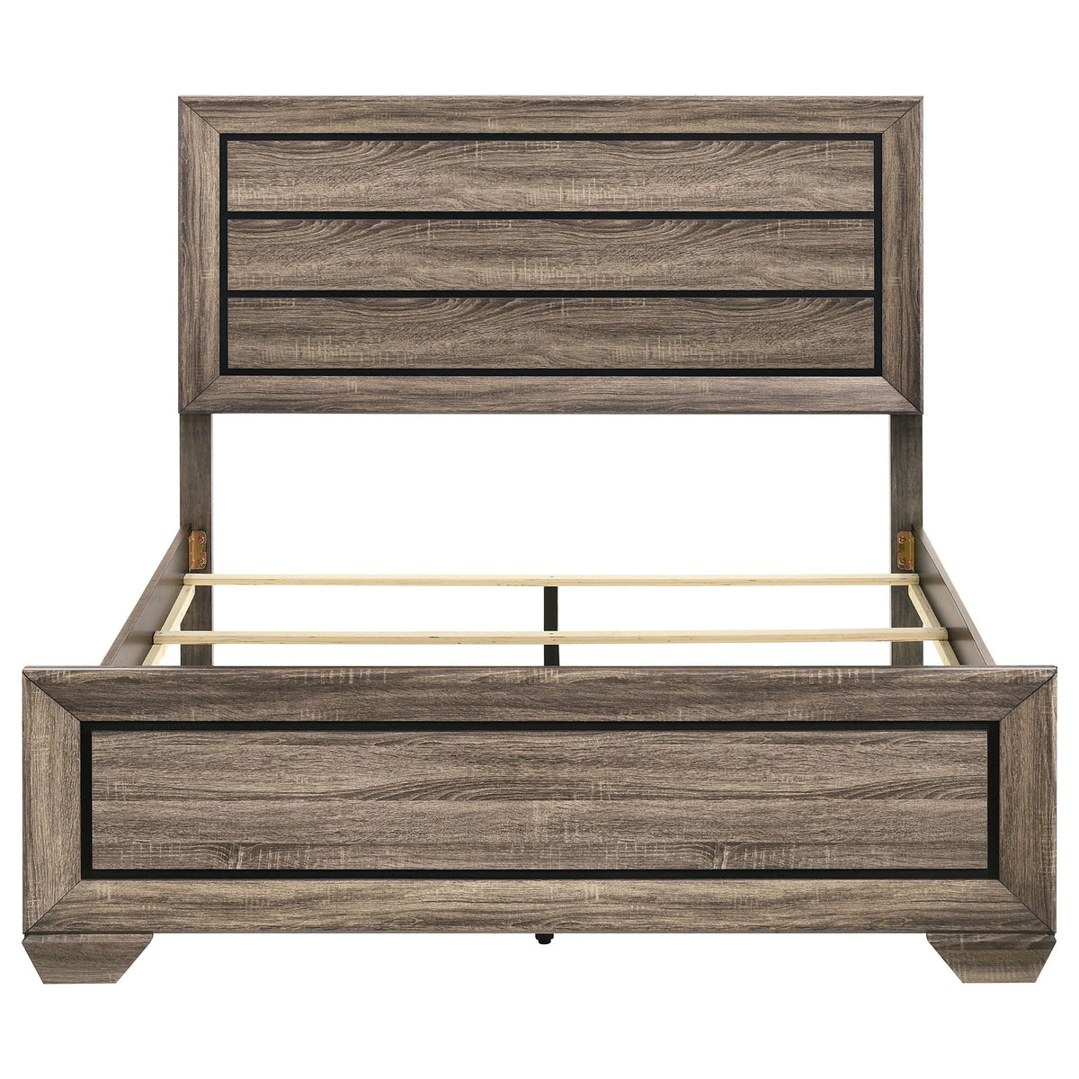 Oatfield panel bed in weathered oak finish with framed panel detailing by HouseOfZazla on Tampa Home & Garden Store