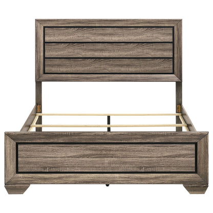 Oatfield panel bed in weathered oak finish with framed panel detailing by HouseOfZazla on Tampa Home & Garden Store