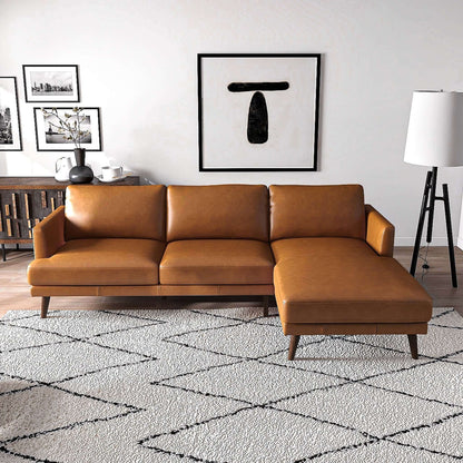 Lore L-Shaped Sectional Sofa by HouseOfZazla in tan leather with chaise, modern living room on Tampa Home & Garden Store