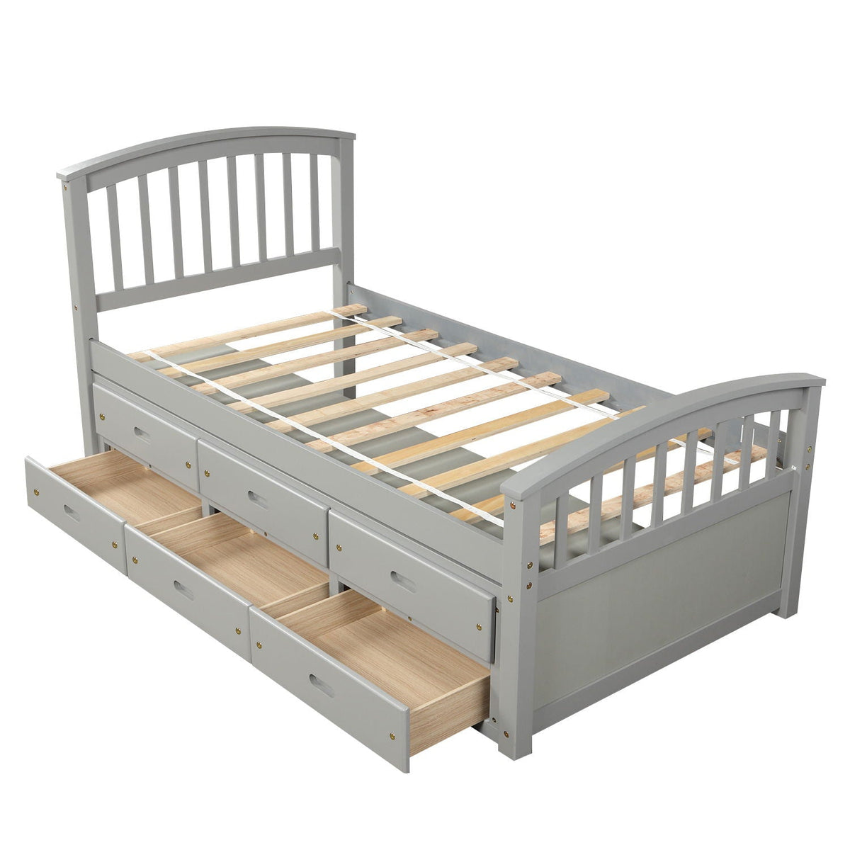 Solid wood platform storage bed in gray with six built-in drawers by HouseOfZazla on Tampa Home & Garden Store