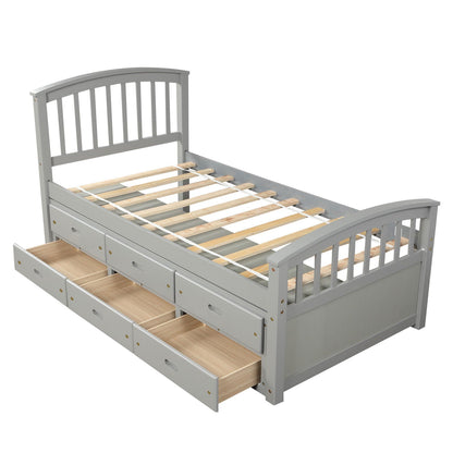 Solid wood platform storage bed in gray with six built-in drawers by HouseOfZazla on Tampa Home & Garden Store