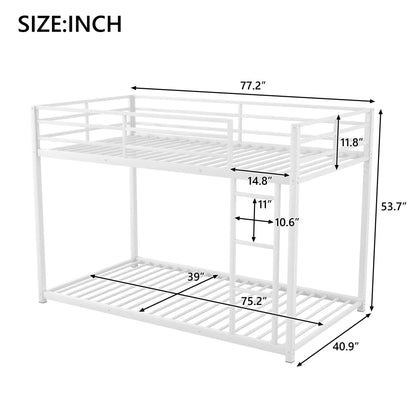 Metal bunk bed, white finish with ladder, two bunks, 75.2in long x 39in wide on Tampa Home & Garden Store