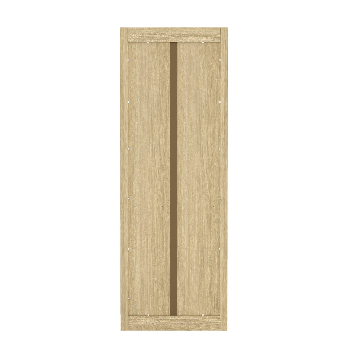 Open bookcase with adjustable shelves, 79in high, light wood with dark strip on Tampa Home & Garden Store