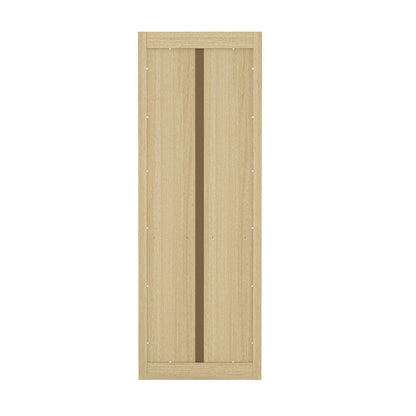Open bookcase with adjustable shelves, 79in high, light wood with dark strip on Tampa Home & Garden Store