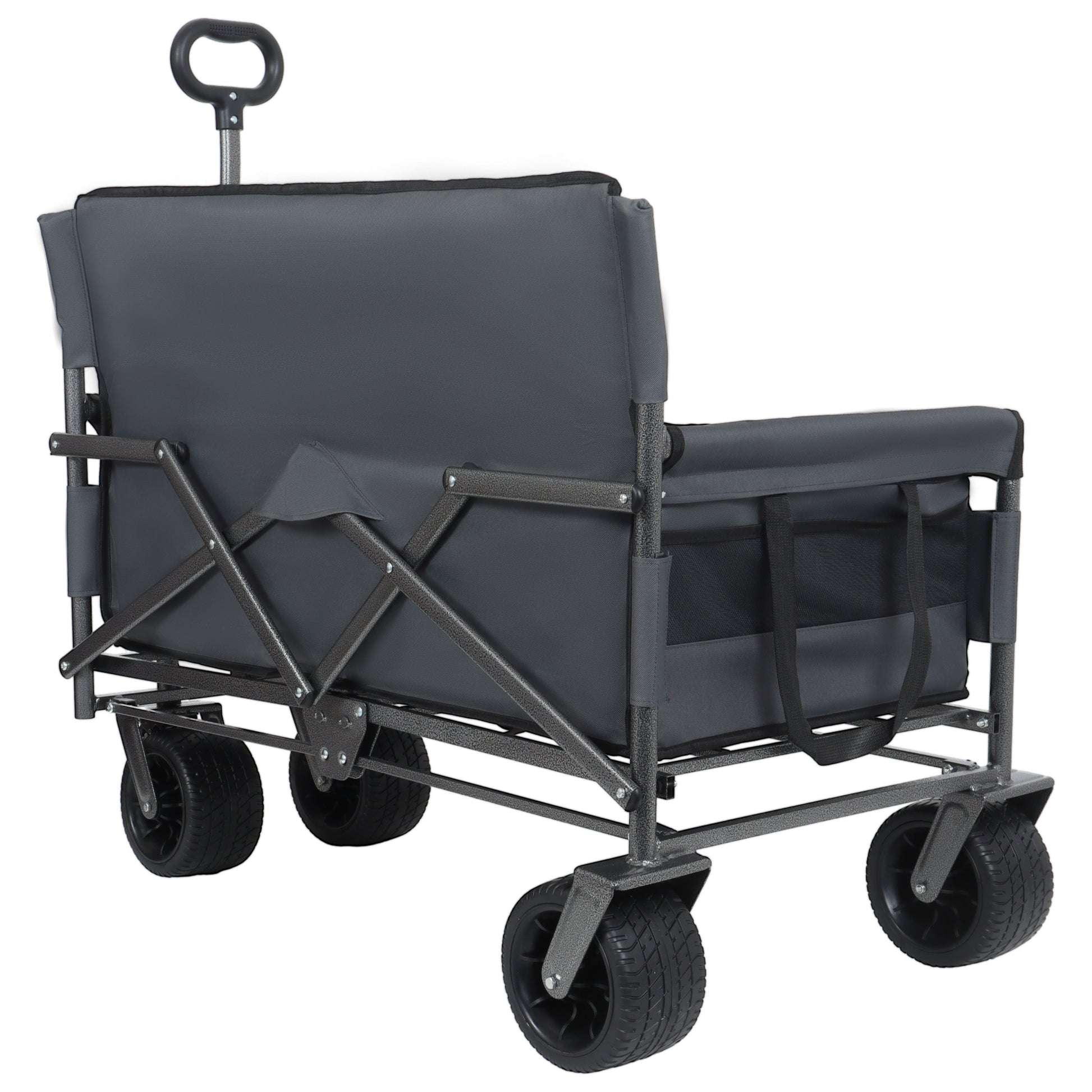 3-in-1 Convertible Folding Wagon Cart with Bench Seat & Storage gray fabric HouseOfZazla wagon on Tampa Home & Garden Store