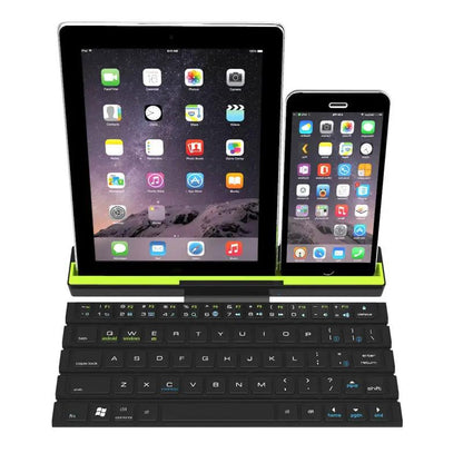 Outdoor Office Portable Folding Keyboard by FLIPSTYLEZLLC with tablet and phone on stand on Tampa Home & Garden Store