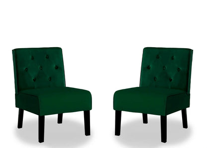 Reese armless button-tufted living room chairs, emerald velvet, set of 2 on Tampa Home & Garden Store