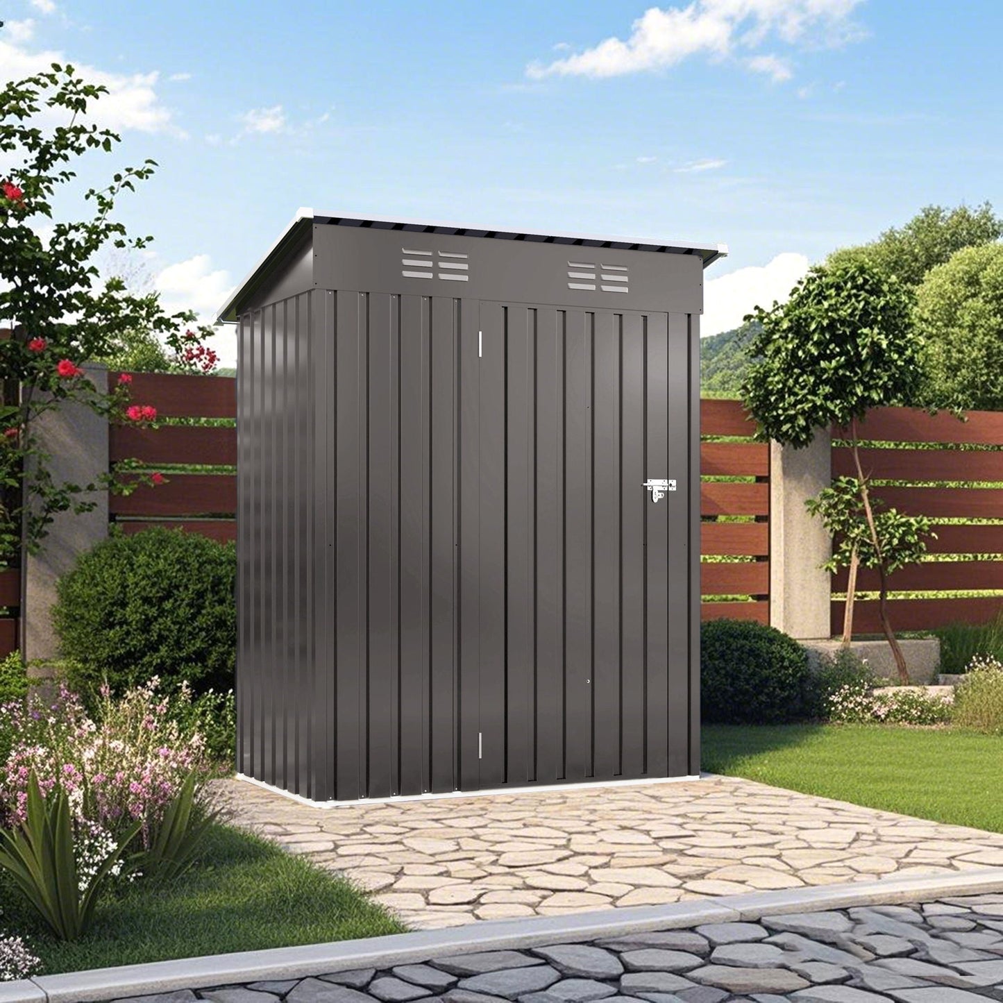 5 X 3 Ft Metal Shed with a Gray Pitched Roof