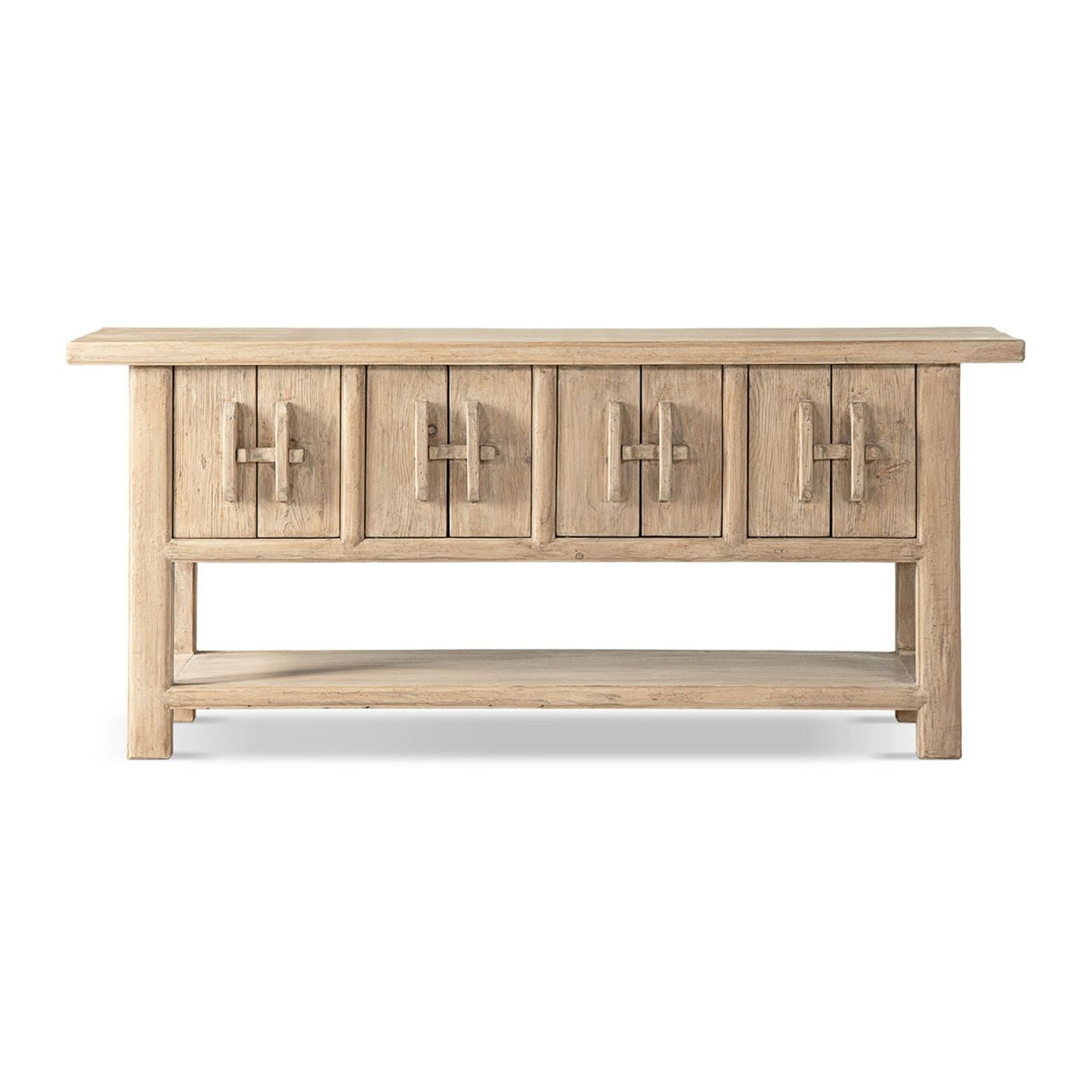 Four-door reclaimed pine sideboard with lower shelf in natural finish by HouseOfZazla on Tampa Home & Garden Store