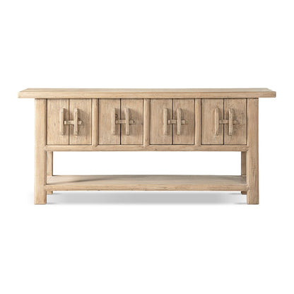 Four-door reclaimed pine sideboard with lower shelf in natural finish by HouseOfZazla on Tampa Home & Garden Store