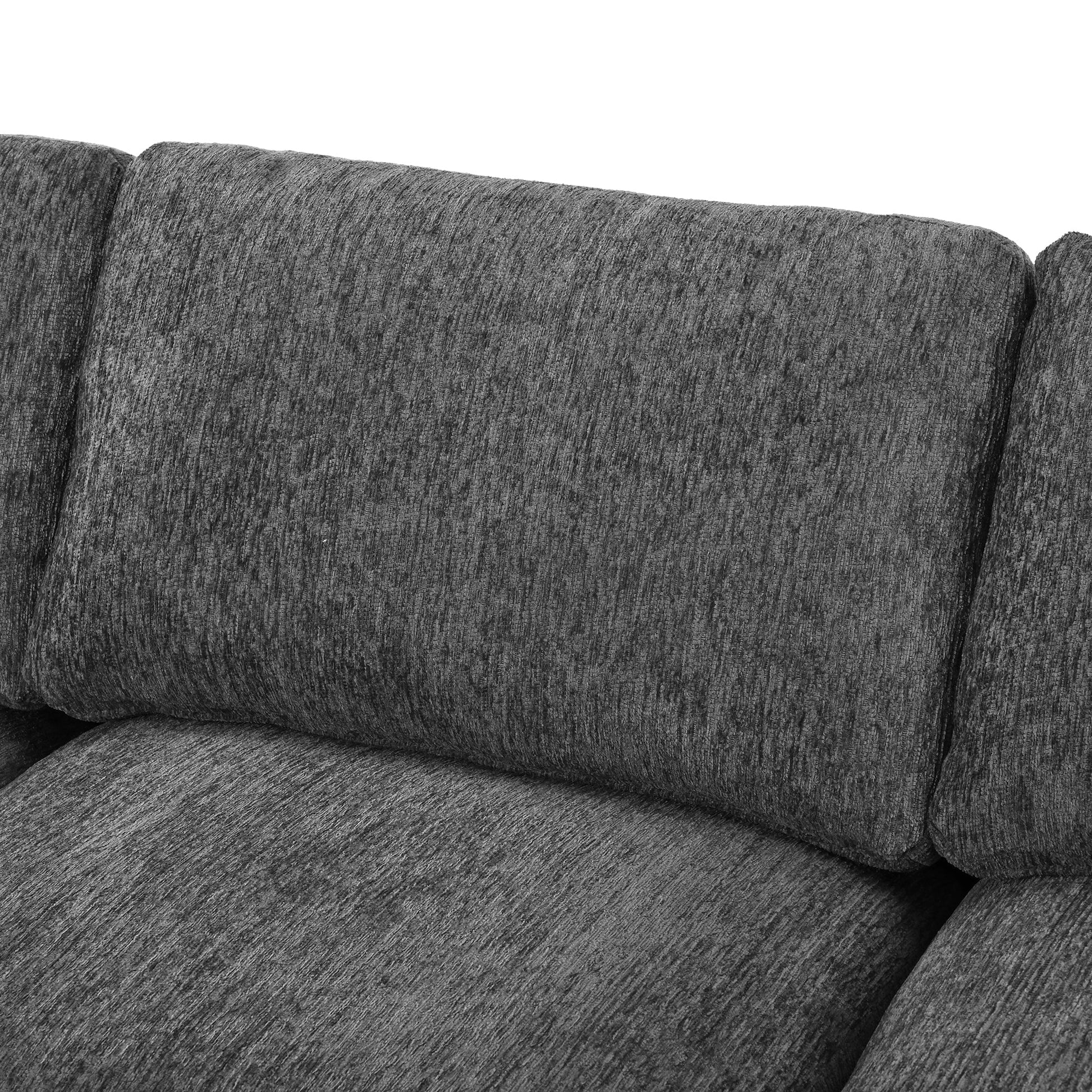 U-Style 130.3in modular sectional sofa 4-seater gray textured fabric close-up HouseOfZazla on Tampa Home & Garden Store