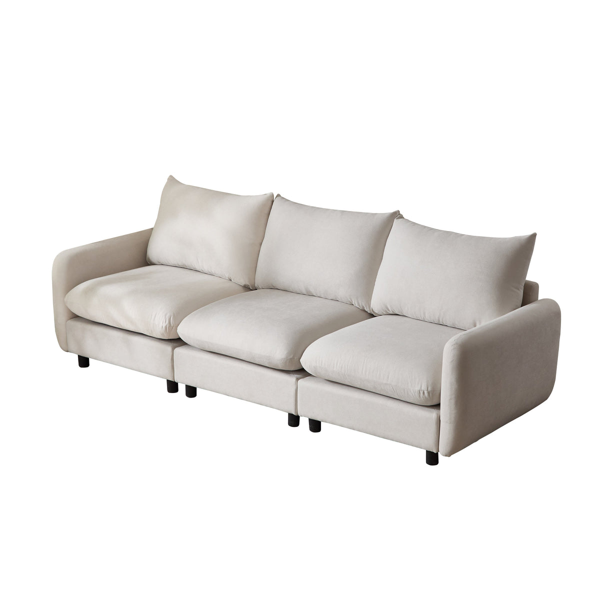 Modern 3 Piece Sectional Sofa beige fabric with wood frame HouseOfZazla on Tampa Home & Garden Store