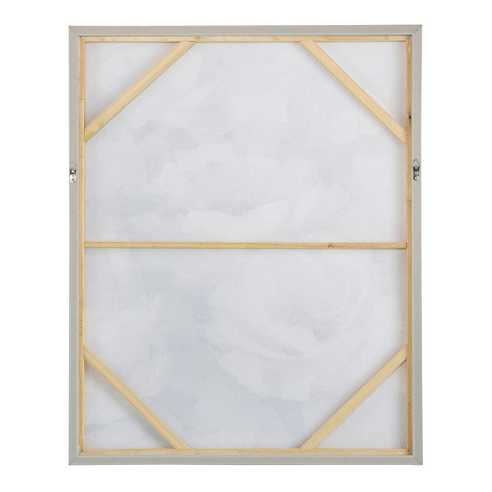 Sarah Framed Floral Wall Art back view with wood stretcher bars and light gray frame on Tampa Home & Garden Store