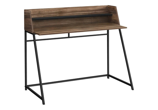Computer desk with marble top and storage shelf, black metal frame for a modern home office on Tampa Home & Garden Store