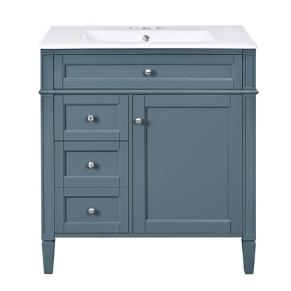 Bathroom vanity with medicine cabinet in blue, 2 soft-close doors and 4 drawers by HouseOfZazla on Tampa Home & Garden Store