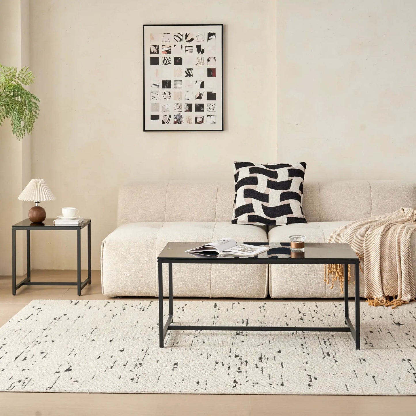 Table for Living Room two coffee tables black metal frames glass-topped Unique Piece Furniture on Tampa Home & Garden Store