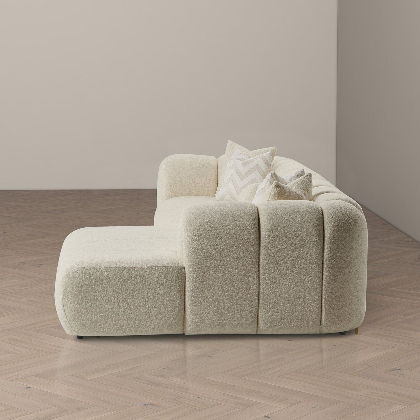 Beatrice ivory modern tufted right sectional sofa by HouseOfZazla on Tampa Home & Garden Store