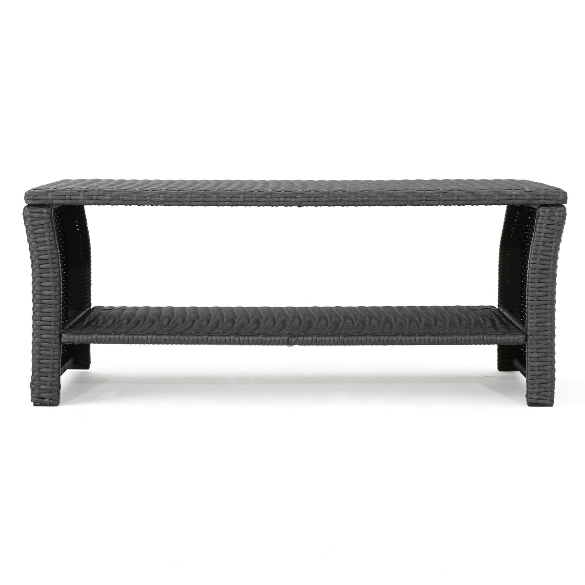 St Lucia outdoor dining table grey wicker with open shelf storage on Tampa Home & Garden Store