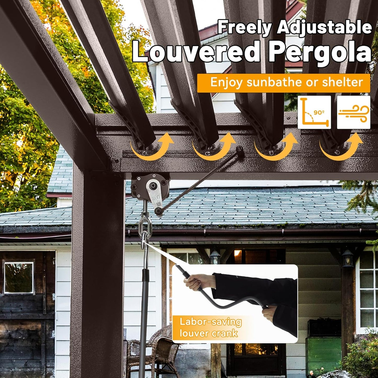 8x5 Ft Metal Grill Pergola with Adjustable Roof