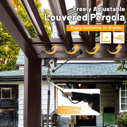 8x5 Ft Metal Grill Pergola with Adjustable Roof