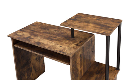 Lyphre Computer Desk Weathered Oak with black metal legs, two-piece modular setup on Tampa Home & Garden Store