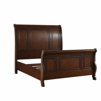 3-piece bedroom set bed frame in dark walnut with paneled headboard on Tampa Home & Garden Store