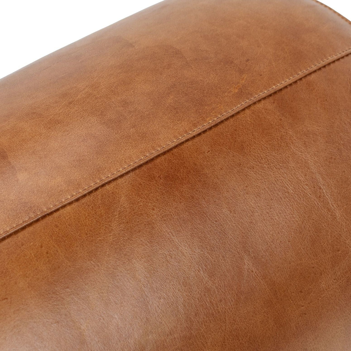 Brown leather round ottoman top with stitched seam, storage ottoman by HouseOfZazla on Tampa Home & Garden Store