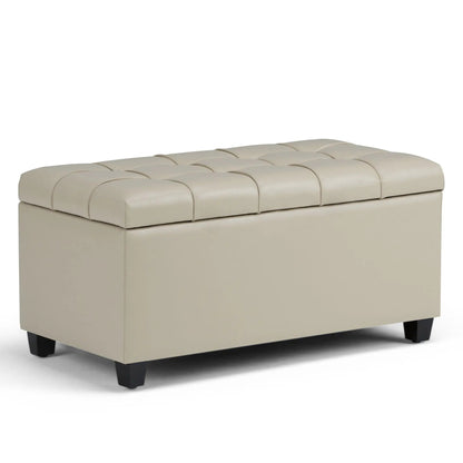 Sienna upholstered storage ottoman bench beige leatherette dark legs Unique Piece Furniture on Tampa Home & Garden Store