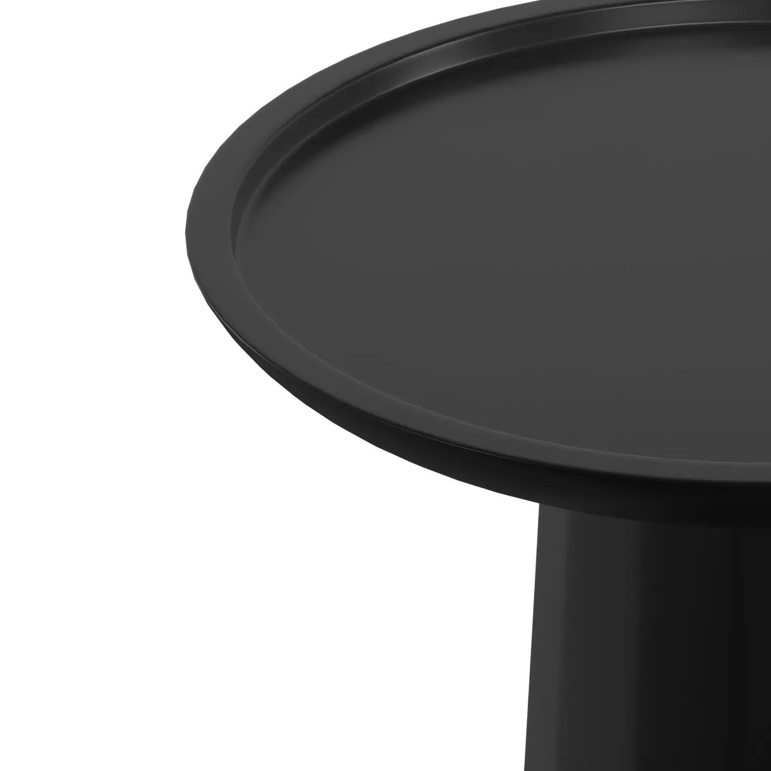 Dayton handcrafted wooden accent table round black top with beveled edge and pedestal leg on Tampa Home & Garden Store