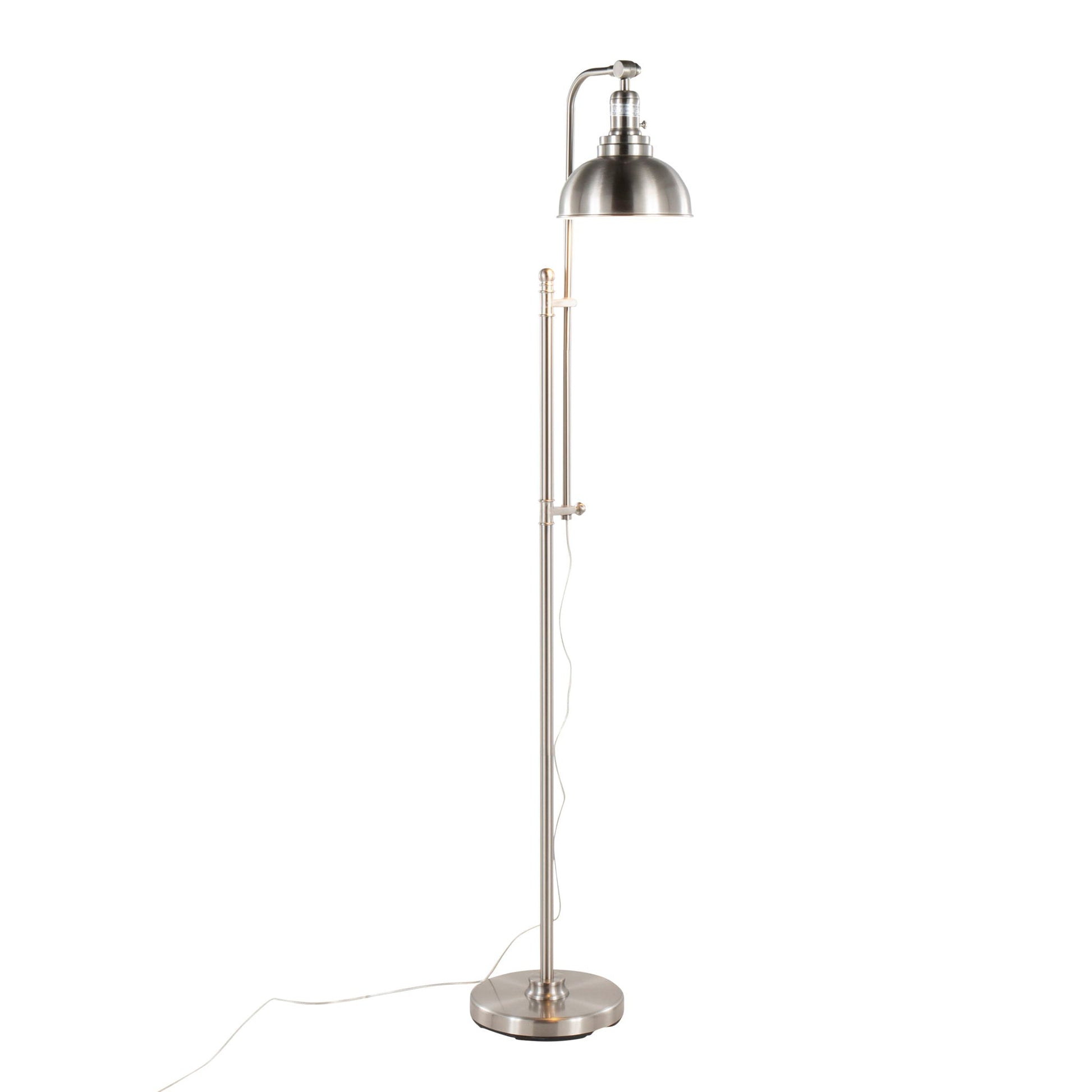 Emery contemporary metal floor lamp by HouseOfZazla brushed nickel dome shade on Tampa Home & Garden Store