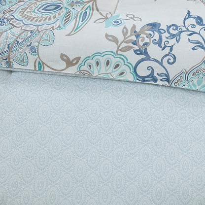 8 Piece Cotton Floral Printed Reversible Comforter Set Blue by HouseOfZazla on Tampa Home & Garden Store