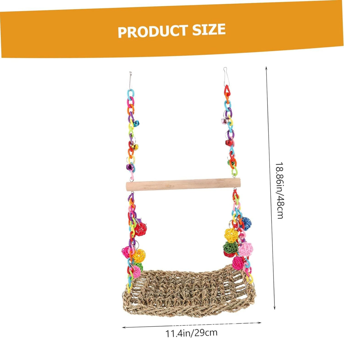 Parrot climbing net hammock with chain links and wooden perch Sell My Stuff Bird Toys on Tampa Home & Garden Store