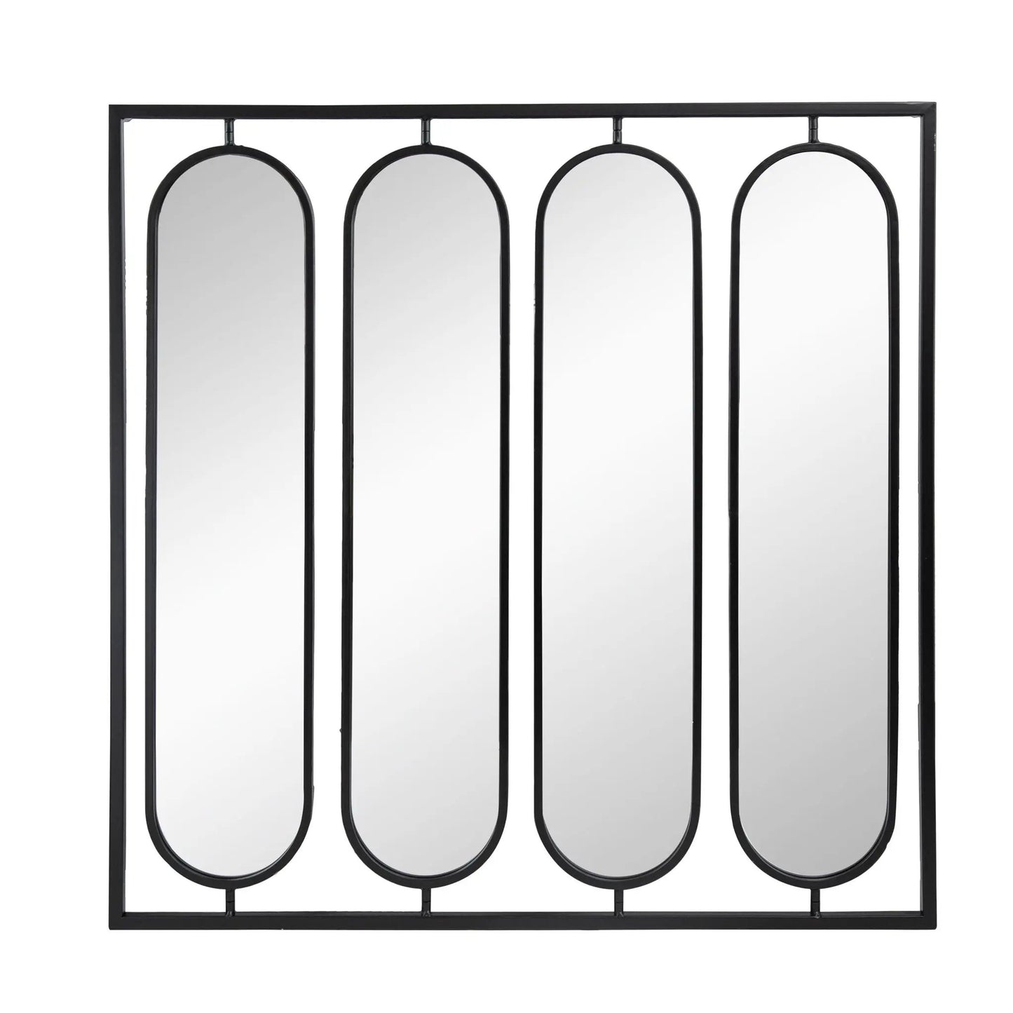 Large four-oval wall mirror with square black frame for living room decor on Tampa Home & Garden Store