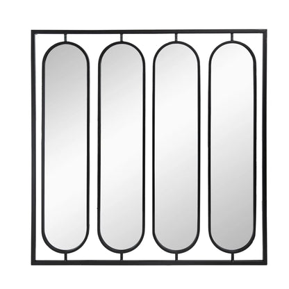 Large four-oval wall mirror with square black frame for living room decor on Tampa Home & Garden Store