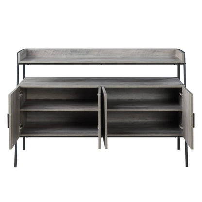 Gray Samiya TV Stand by Unique Piece Furniture, metal frame, open and cabinet storage on Tampa Home & Garden Store