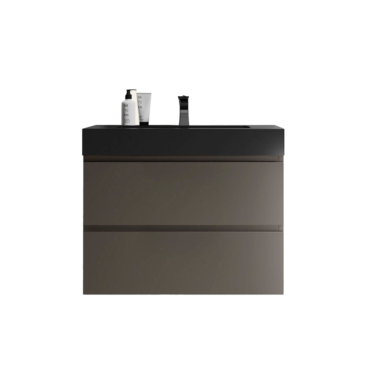 Alice Bathroom Vanity With Sink black rectangular vanity with matte finish and sleek faucet on Tampa Home & Garden Store