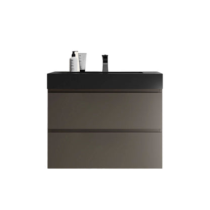 Alice Bathroom Vanity With Sink black rectangular vanity with matte finish and sleek faucet on Tampa Home & Garden Store